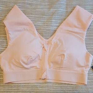 TommieCopper Shoulder Support Bra With Front Zipper In Pale Pink. Size M